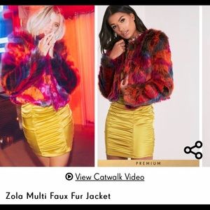 Multi color Pretty Little Thing fur jacket size 8